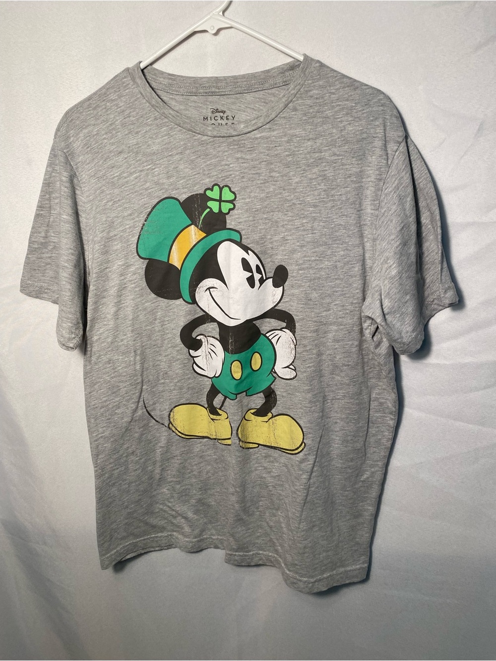 Disney Grey Mickey Mouse Tee with Green & Yellow Accents